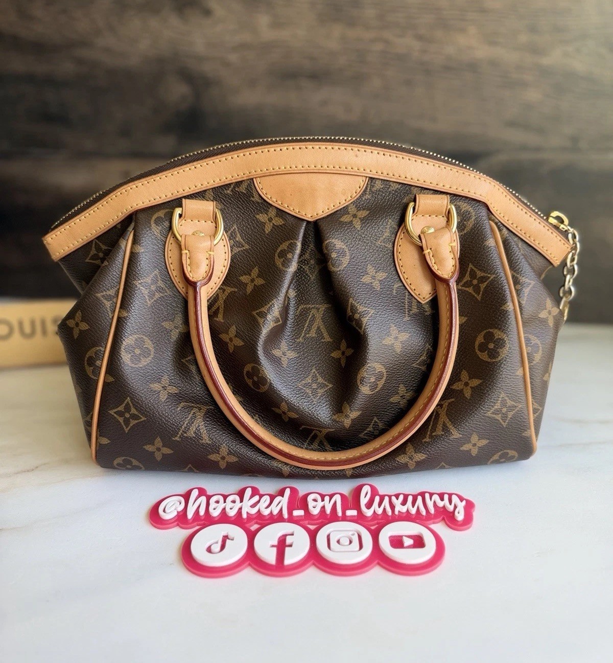 Authentic Louis Vuitton Tivoli PM Monogram Leather & Canvas Handbag Purse Tote