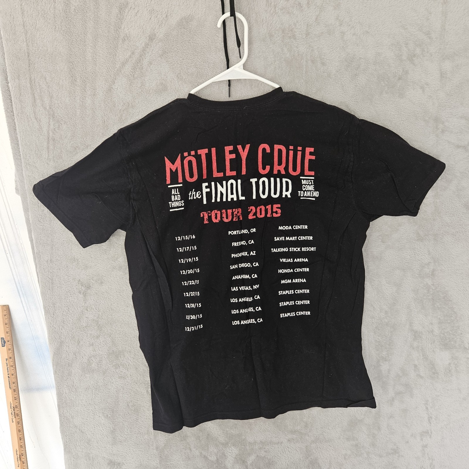 Motley Crue 2015 The Final Tour Double Sided Graphic T-Shirt Men’s Size L
