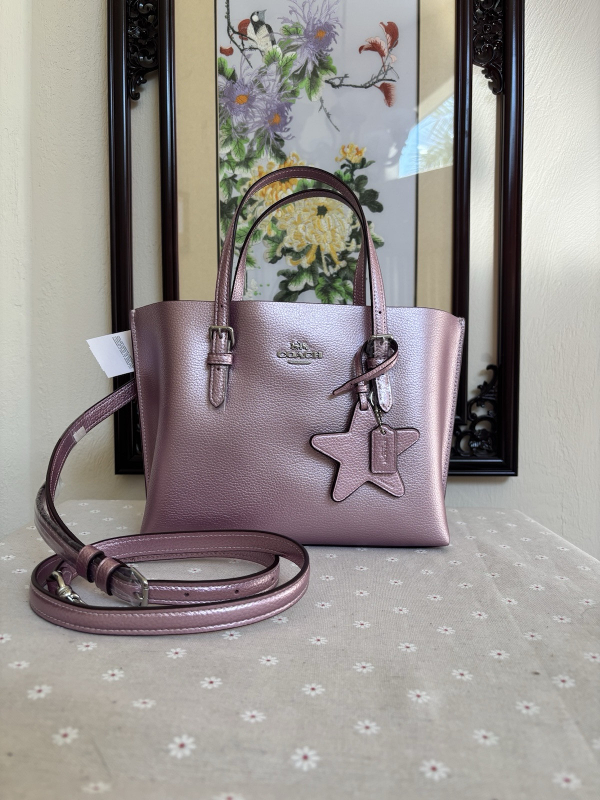 Coach Mollie Tote Bag 25 In metallic pink