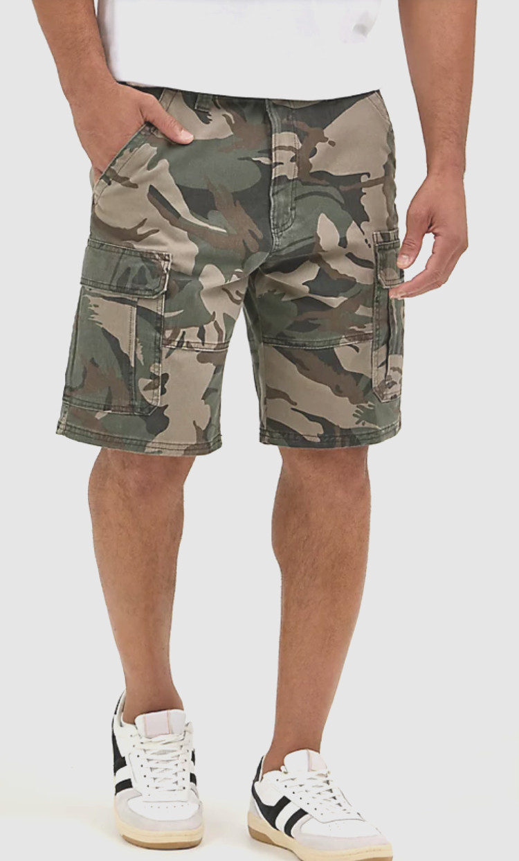 Men’s Wrangler Relaxed Fit Cargo Shorts w/ Stretch Green Brown Camo CHOOSE SIZE