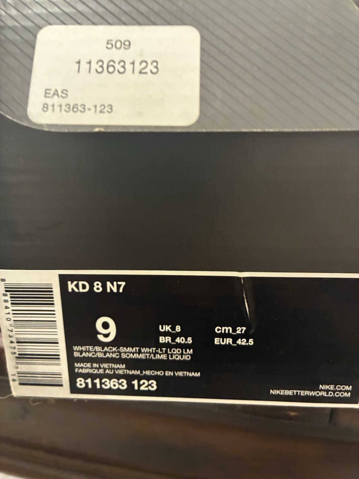 Nike KD 8 N7 Kids US 9 Low Top Basketball Sneakers Multicolor 811363-123
