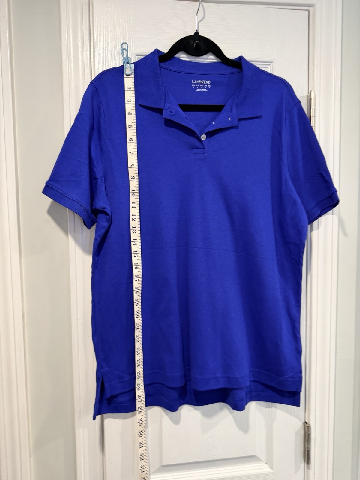NWOT Lands End Size L Royal Blue Short Sleeve Collared Polo Shirt