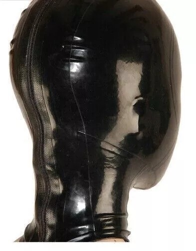 Latex Rubber Hood with Removable Eyes&Mouth Mask&Back Zipper Fetish Club Wear US