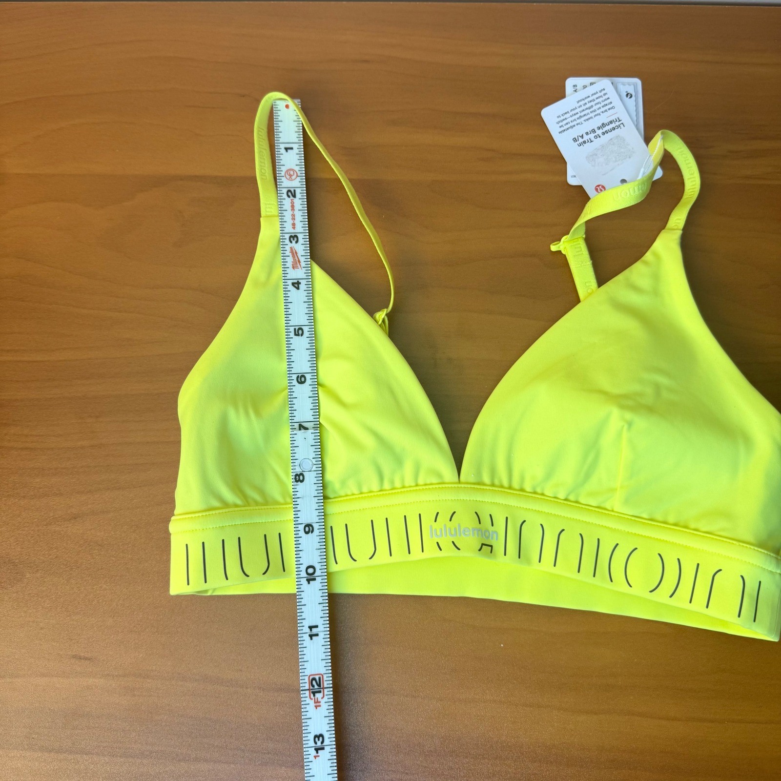 Lululemon License to Train Triangle Bra A/B Electric Yellow BEAY Size 4 LW2EGJS