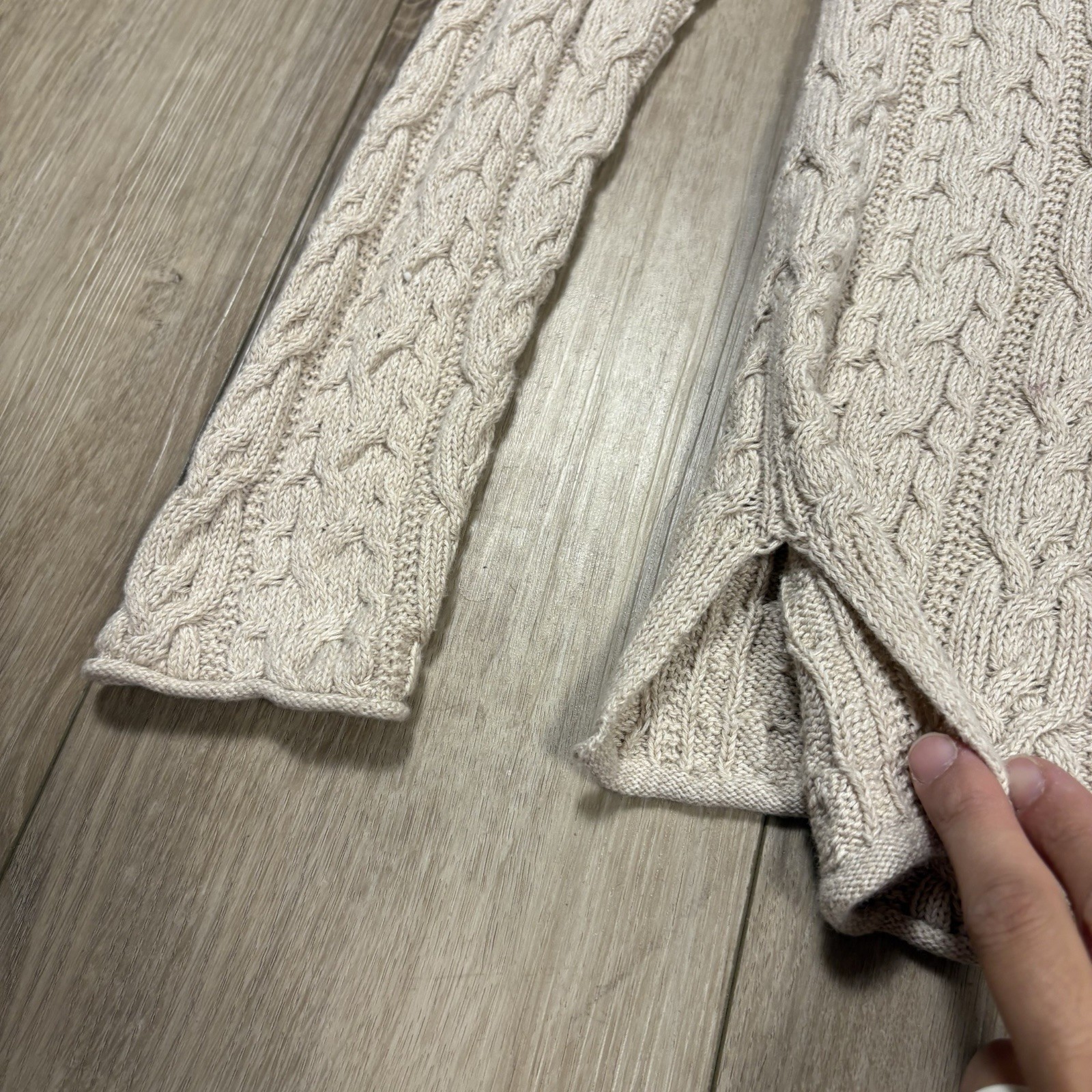 LRL Lauren Jeans Co Ralph Lauren Cable Knit Sweater Beige Cotton Roll Neck Small
