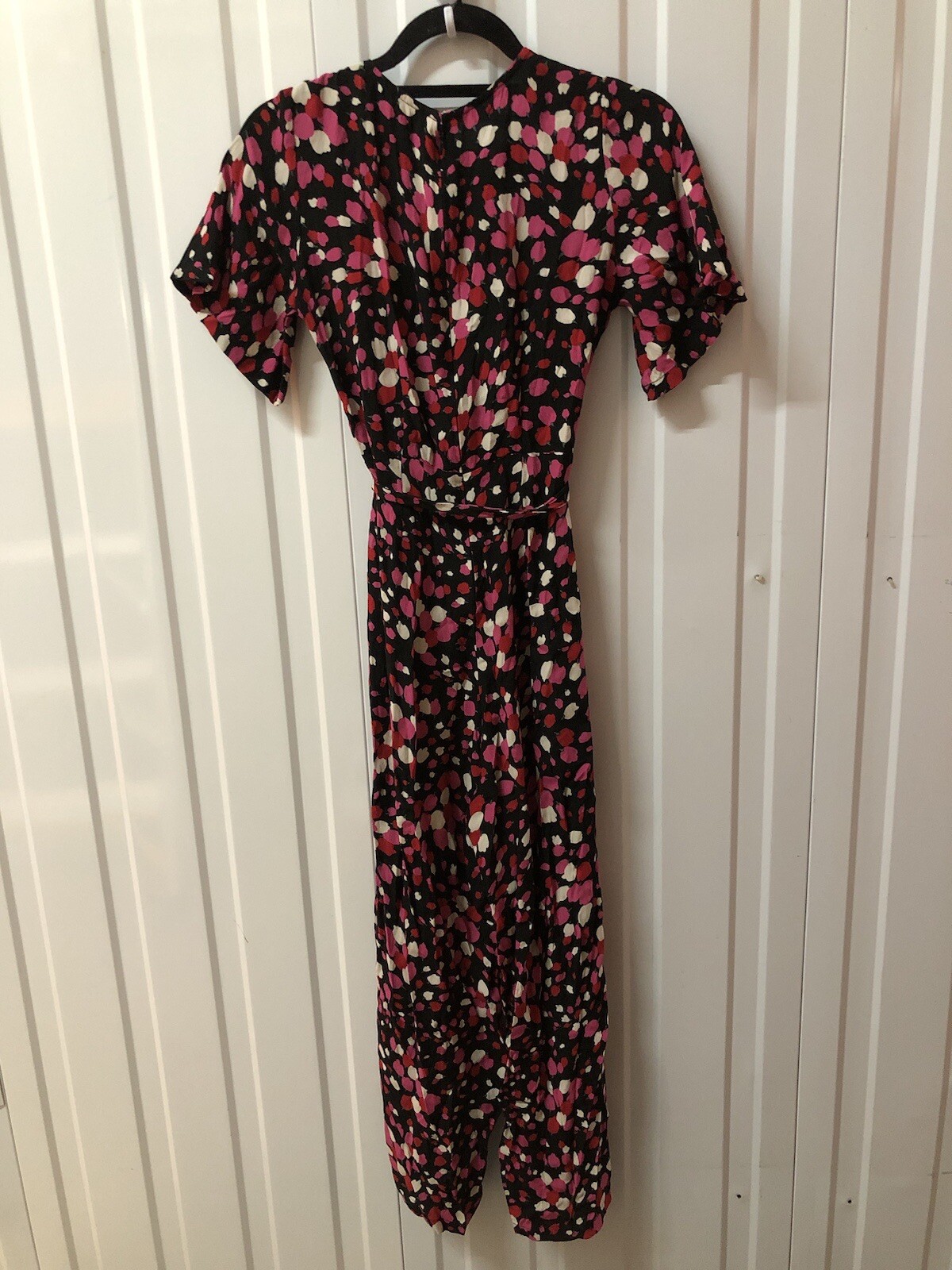 Mister Zimi Posey Nina Jumpsuit Black Pink Red White Floral Size 6