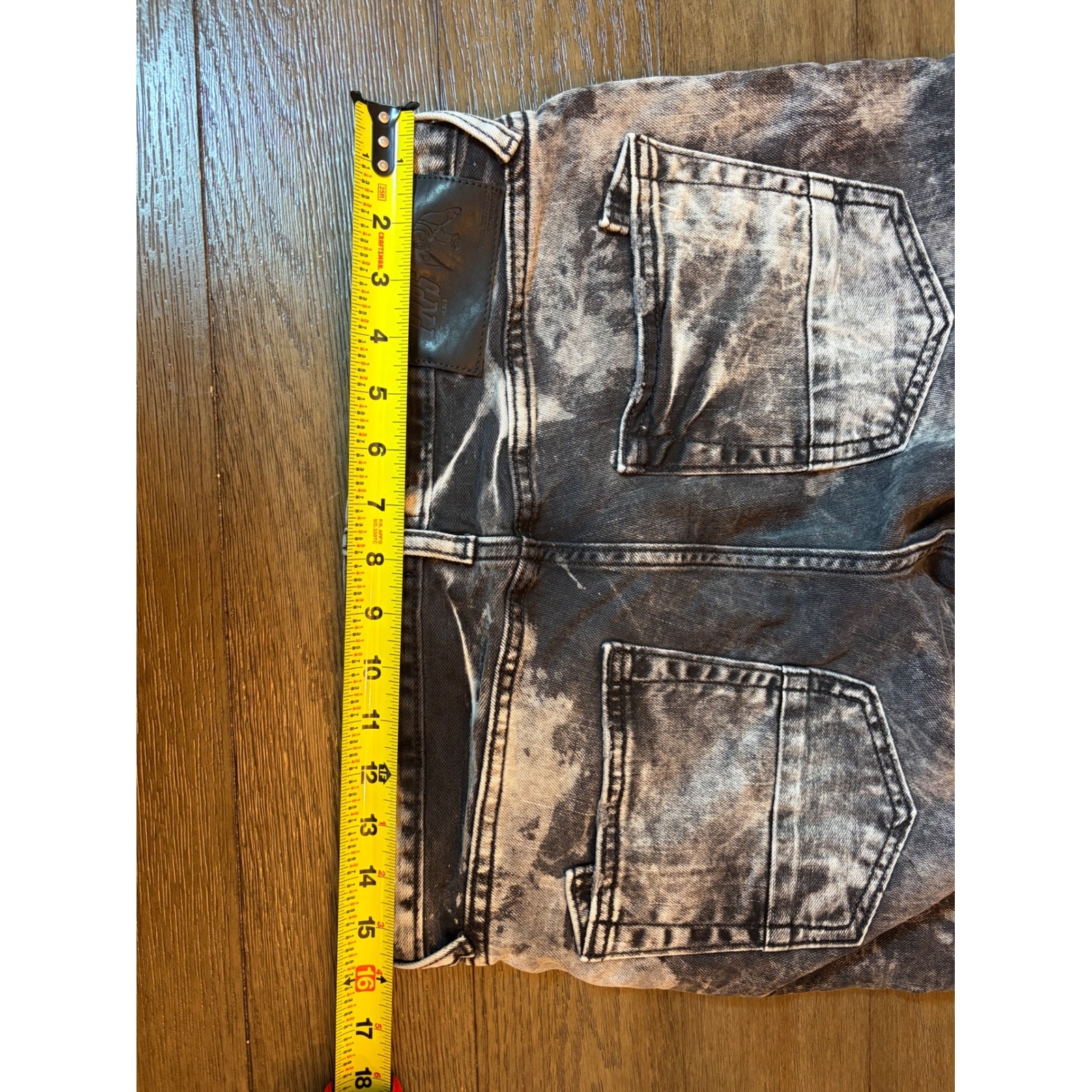 PRPS Goods & Co Mens 30 Acid Wash Black Moto Biker Denim Shorts Zipper Detail