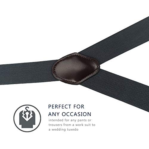 Suspenders for Men, Adjustable Suspenders with Elastic Straps Y-Back Large Grey