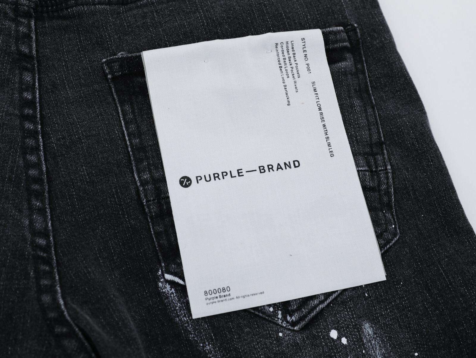 Black Purple Brand Men’s Personality Logo Fashion Slim Fit Splash-Ink Jeans