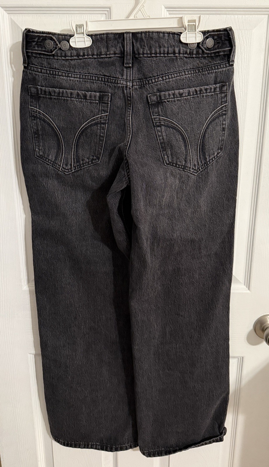 NWT 2 26r Hollister Adjustable Waist Low Rise Washed Black Baggy Denim Jeans