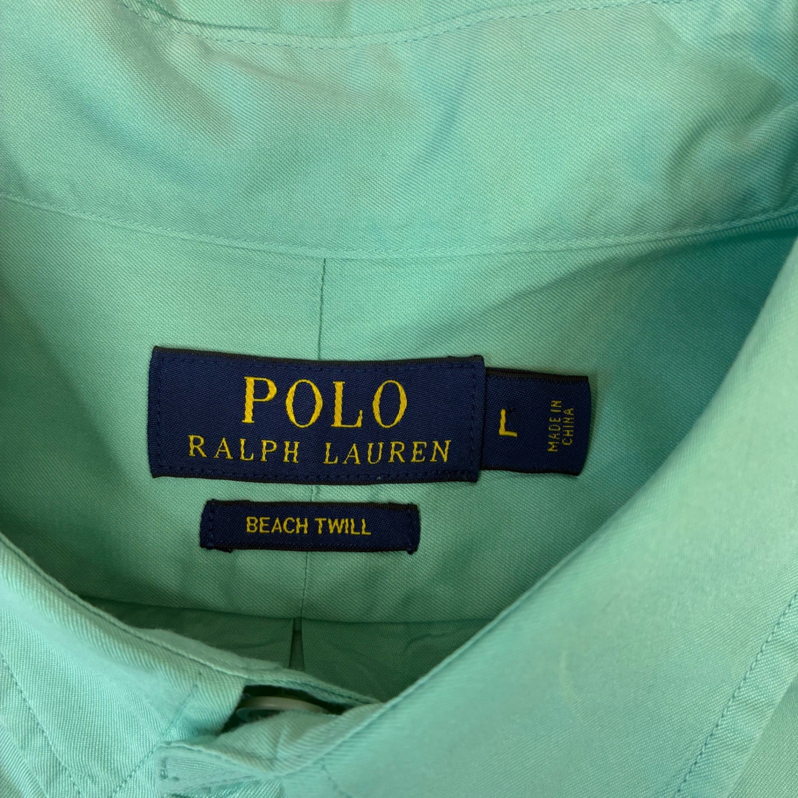 Polo Ralph Lauren Button Down Men Large Mint Green Beach Twill Utility Shirt