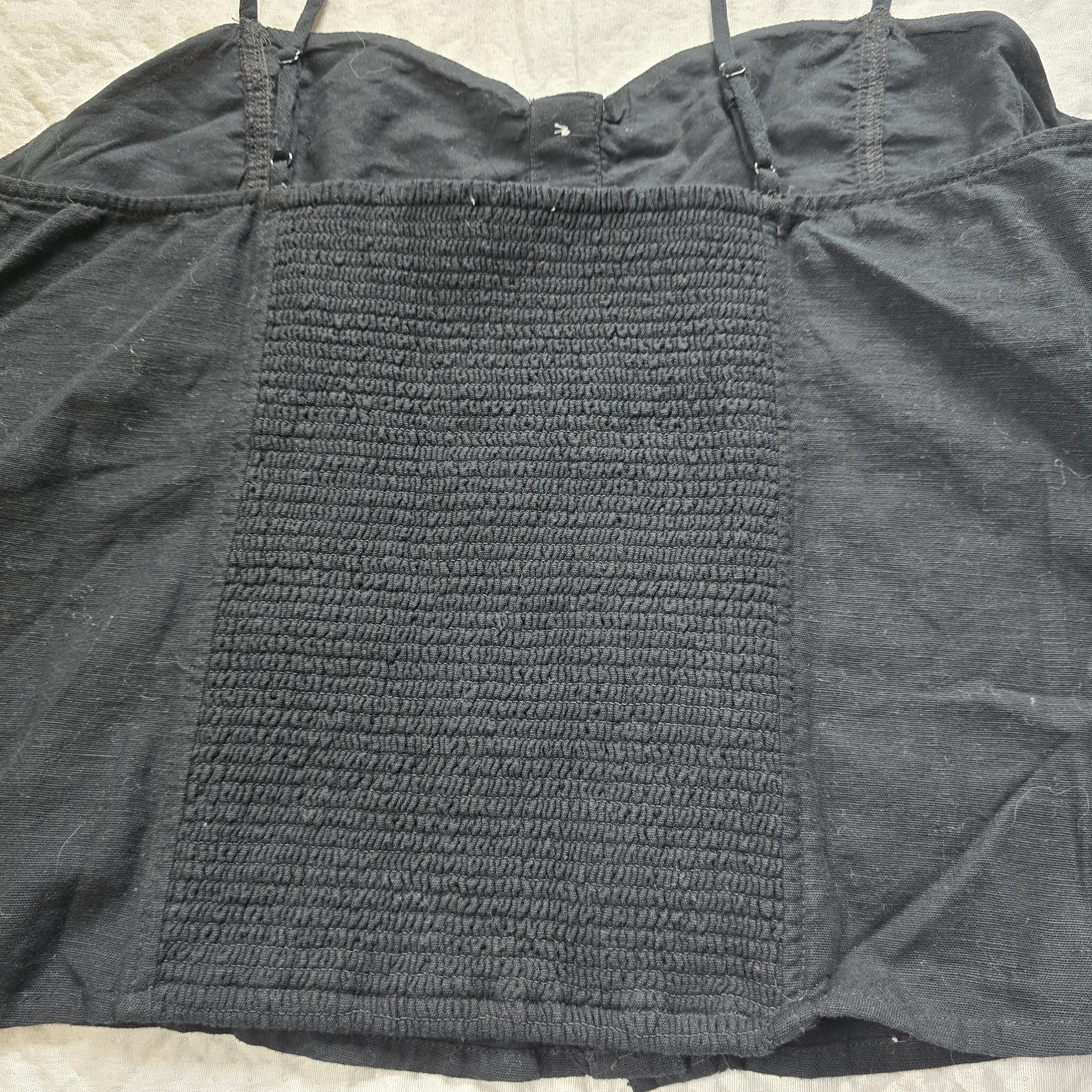 American Eagle Outfitters Black Sweetheart Button Front Smocked Cami Top L/G