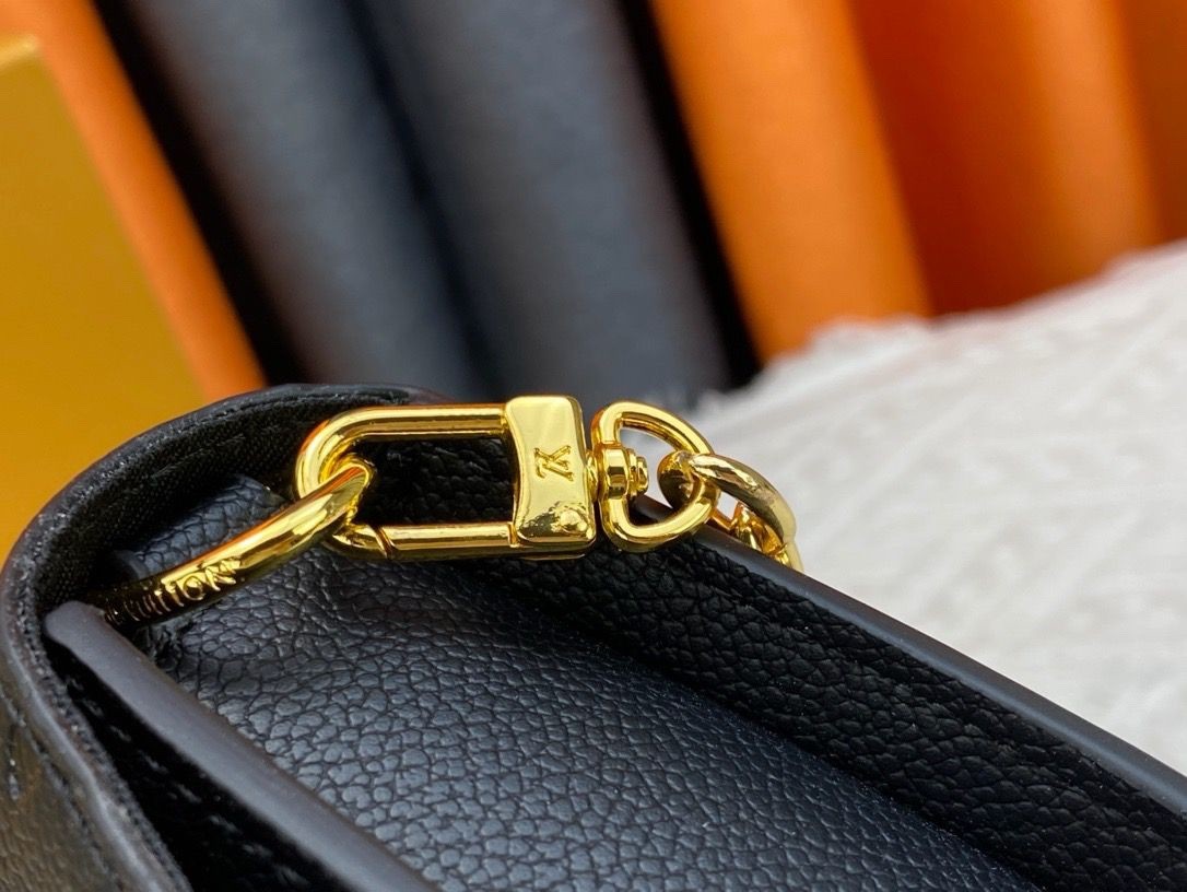 louis vuitton wallet on a chain black with gold accents