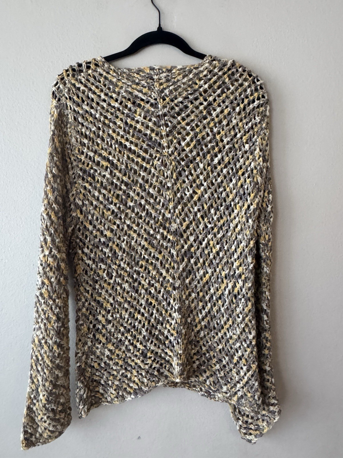 Apanage GERMANY Grid Sweater Womens Size Large Crochet Long Sleeve Multi Color