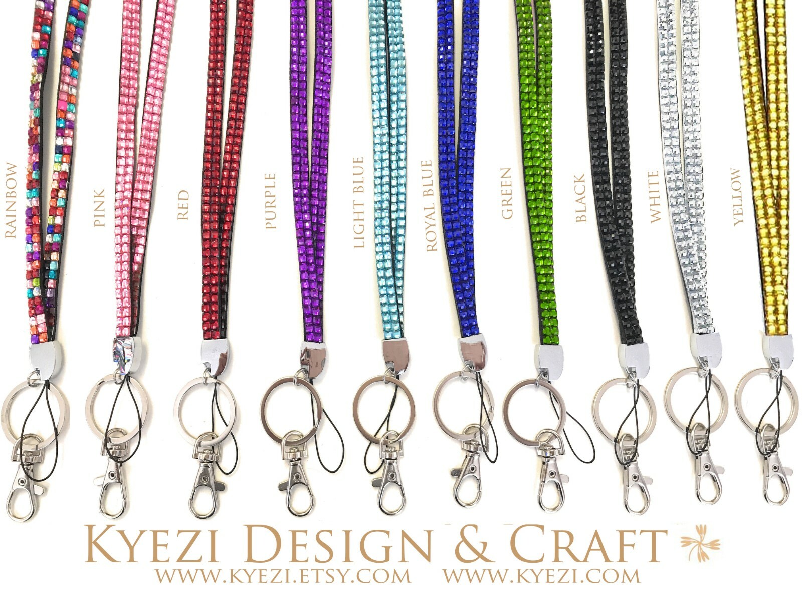 Bulk Wholesale 32″ Rhinestone Crystal Luxury Bling Bling Lanyard Cell Phone ID
