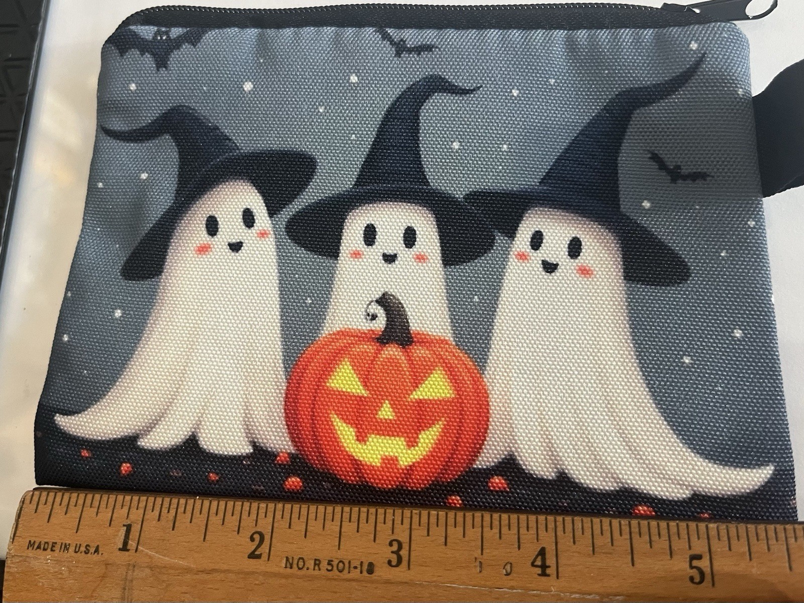 Halloween Zipper Pouch Ghost Witch Pumpkin Party – Coin Wallet Tech Charger Bag