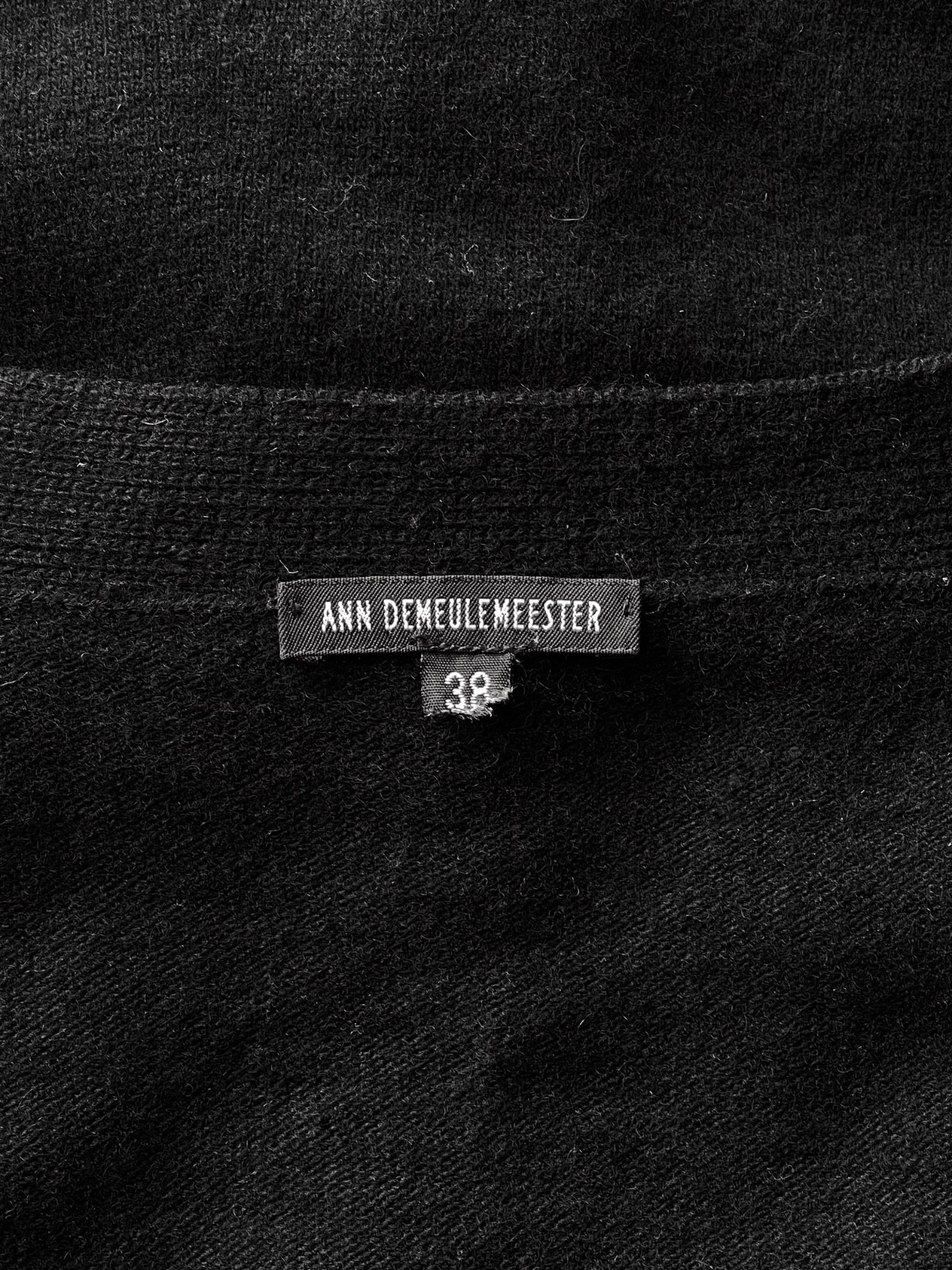 Ann Demeulemeester Black Wool Longline V-Neck Cardigan With Pockets, Size 38