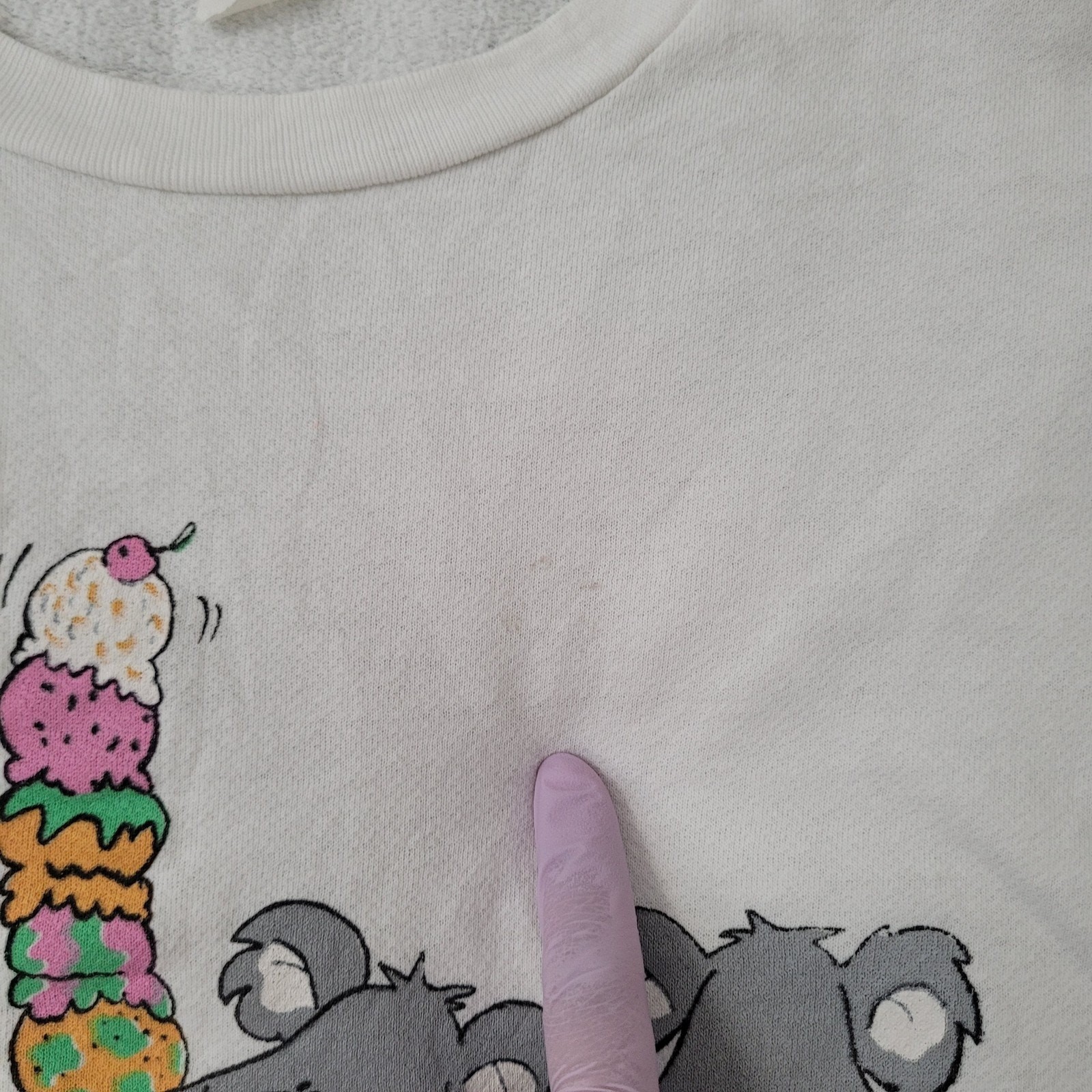 Vintage 80s Koala Bear Cropped Sweatshirt Womens XL 23×19 White