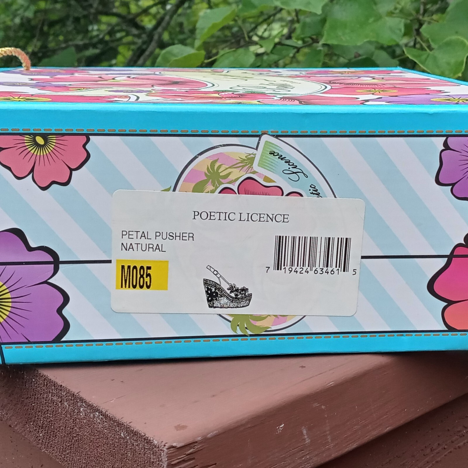 Poetic Licence 8.5 Sandals Natural Petal Pusher Floral Fabric Leather Wedge Shoe