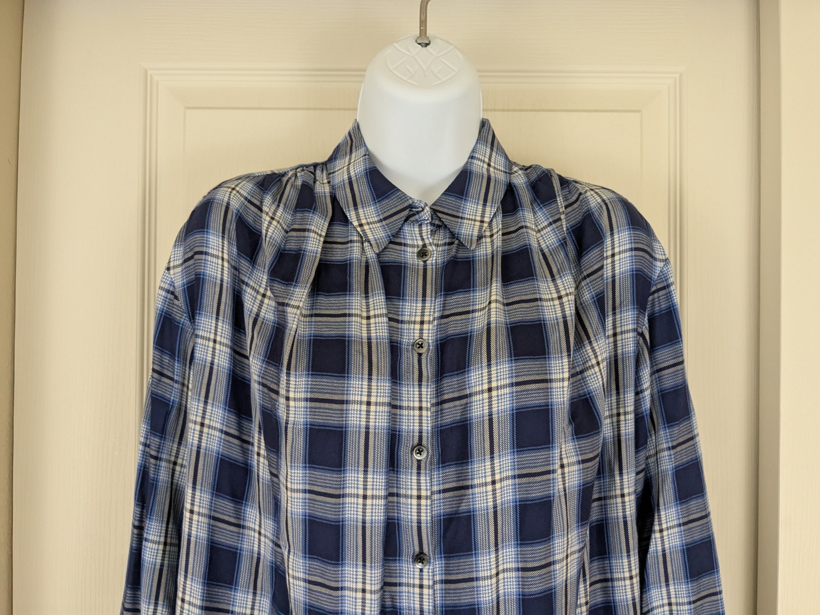 Madewell Button Up Plaid Shirt Size S Blue Long Sleeve Viscose Lightweight