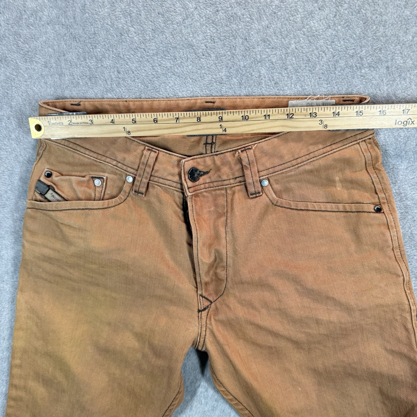 Diesel DARRON Jeans Mens 30×31 Tan Brown 3D Regular Slim Tapered Denim EUC