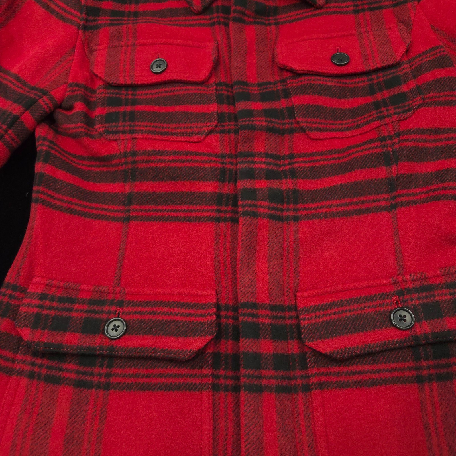 NEW Polo Ralph Lauren Womens Wool Jacket -12 Red Black Peacoat Flannel Coat $698