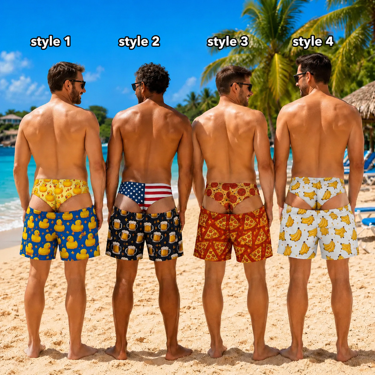 Funny Men’s Swim Trunks Fake Underwear Beach Shorts Birthday Gag Gift Summer