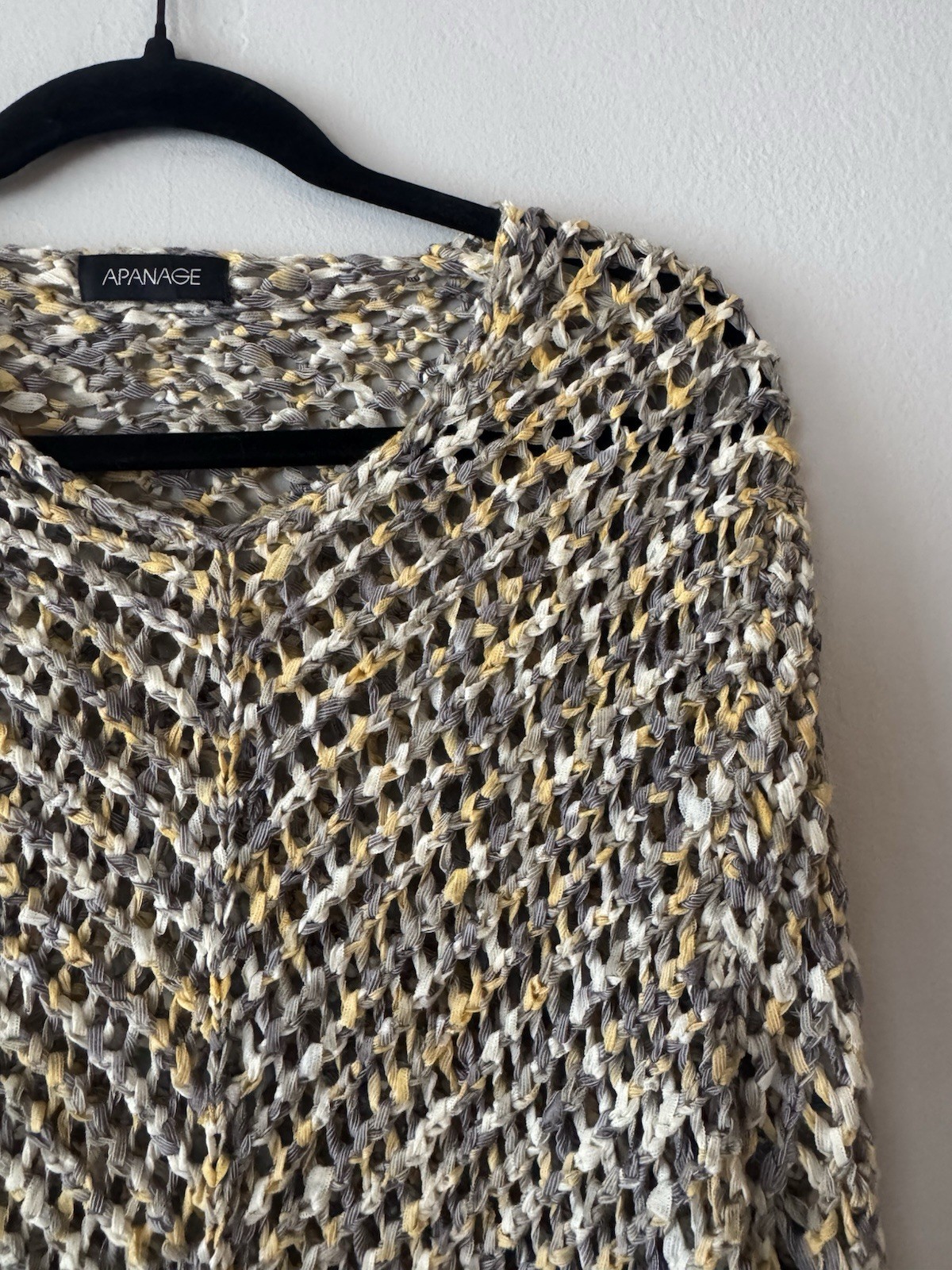 Apanage GERMANY Grid Sweater Womens Size Large Crochet Long Sleeve Multi Color