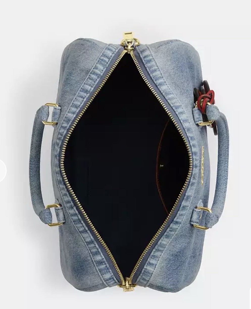 NWT COACH Rowan Large Satchel Bag In Loved Denim With Charms CDY75 Light Indigo