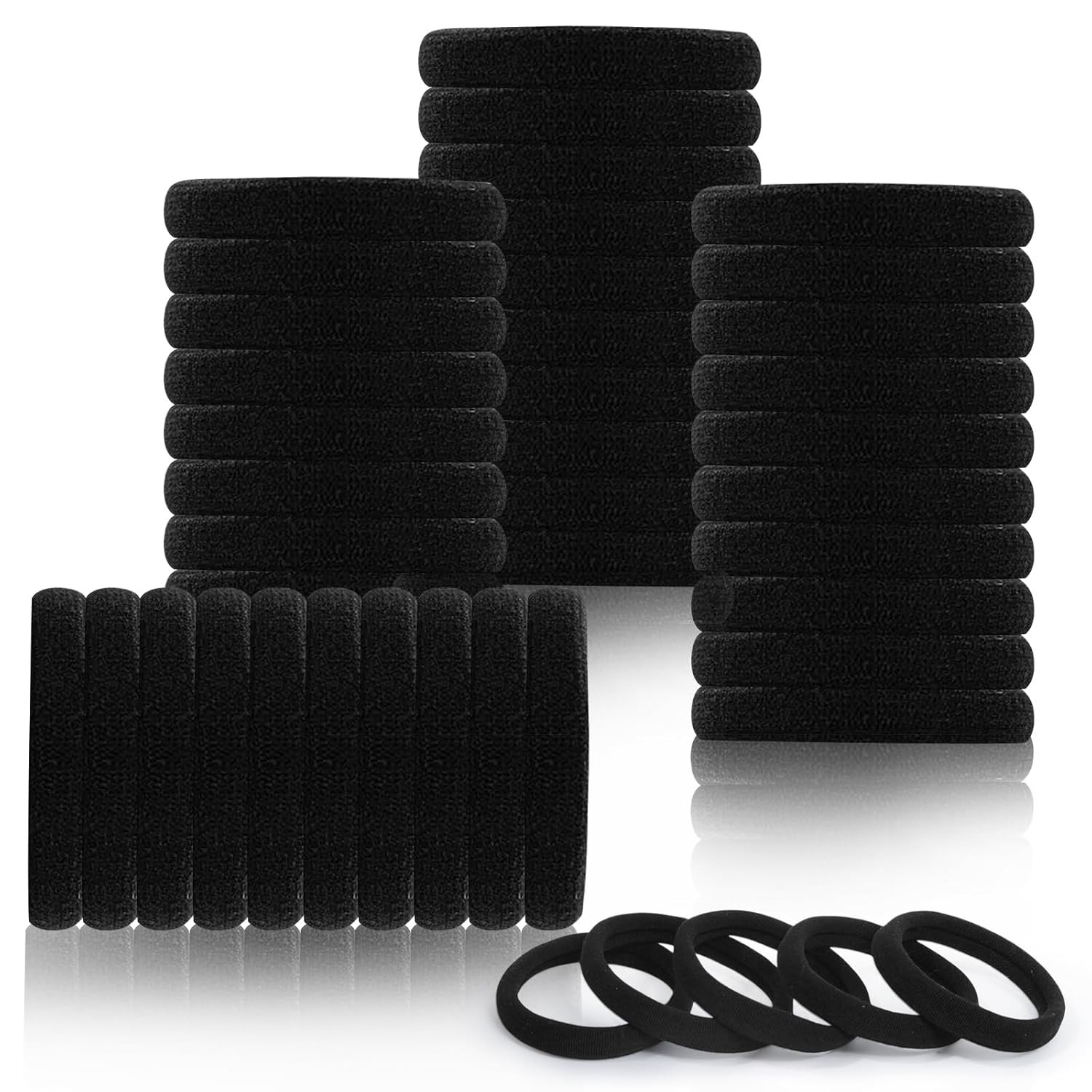 80pcs Black Thick Hair Ties for Women, 2.36 IN Large No Metal Ponytail Holders,