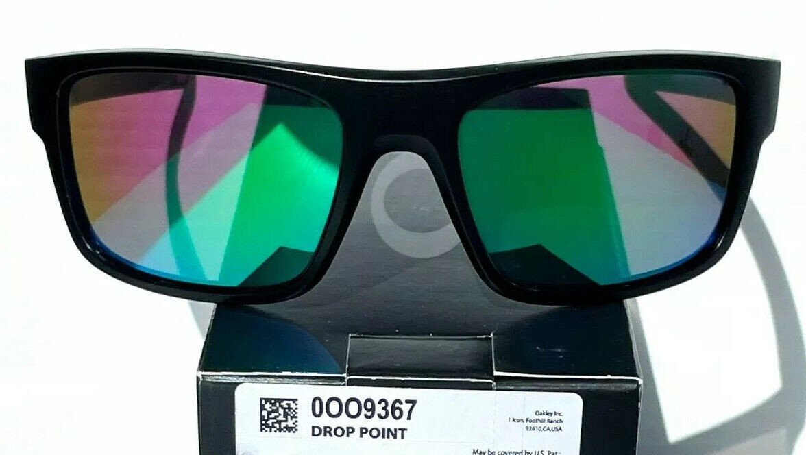 NEW Oakley DROP POINT Matte Black POLARIZED Galaxy Jade Lens Sunglass 9367