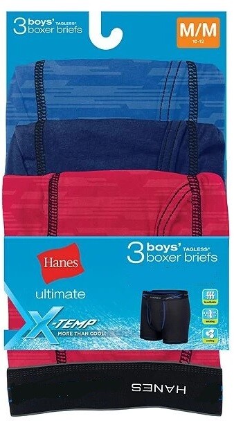 Hanes Boys’ Tagless Boxer Briefs Random Color Assortments (Value Packs)