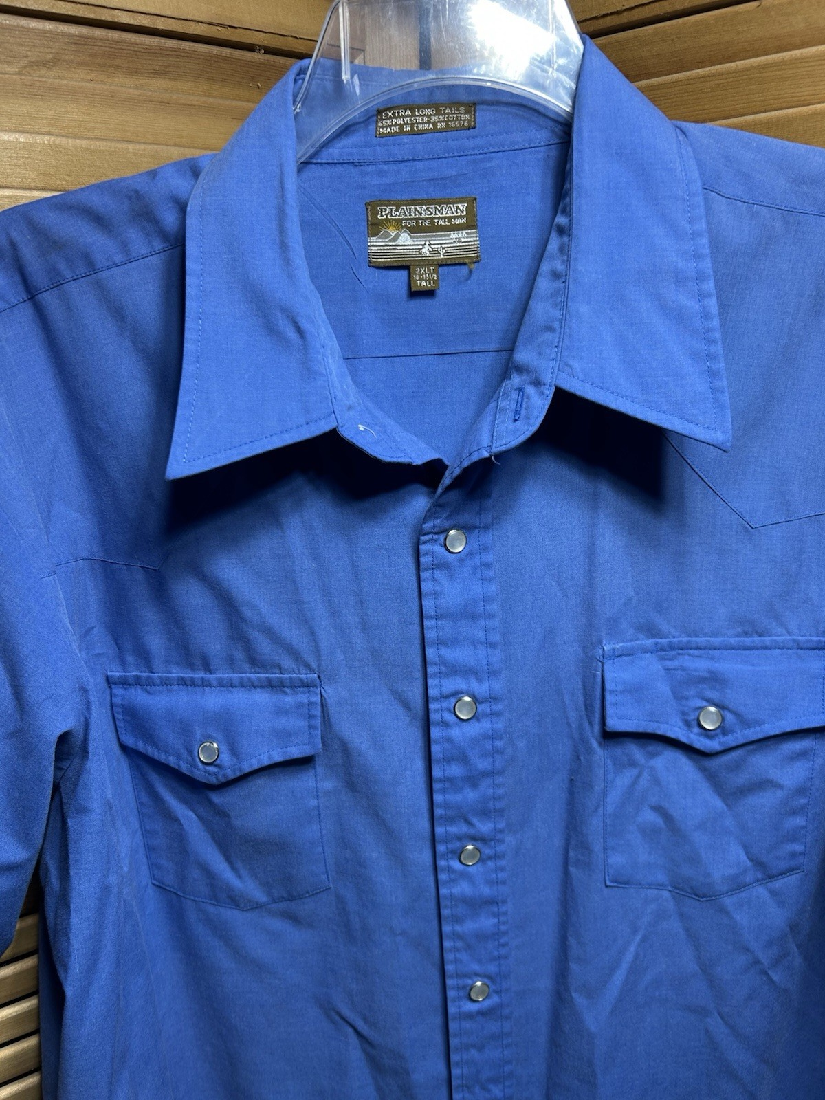 Plainsman 2XL Pearl Snap Short Sleeve Blue Western Shirt