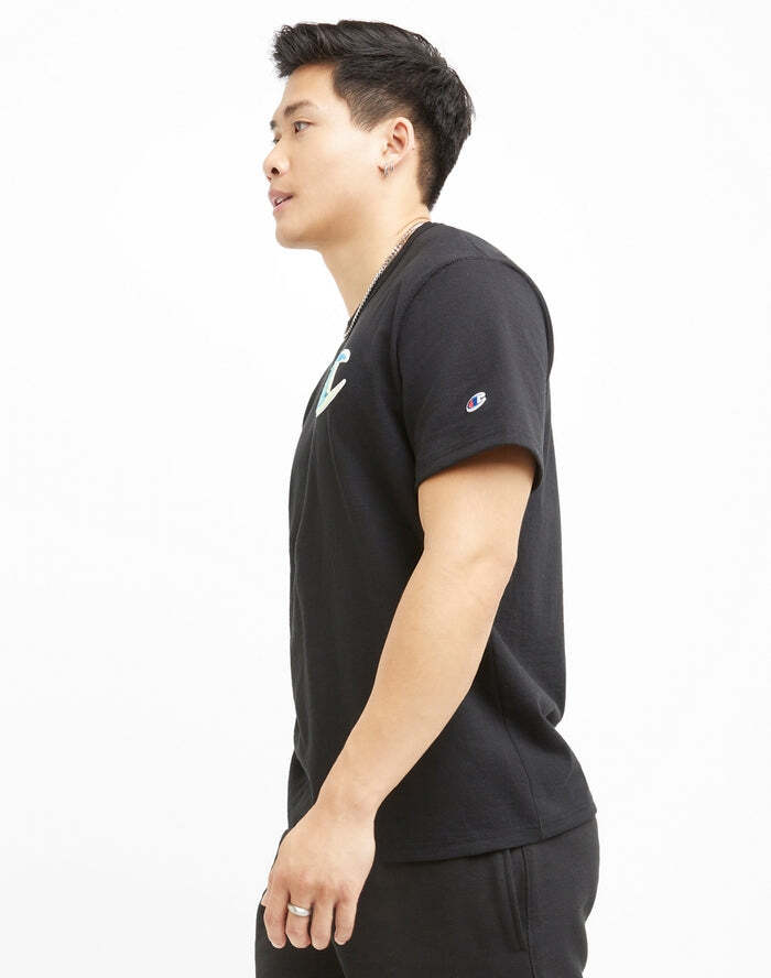 Champion Men’s Chain Stitched C Heritage Tee Black GT19 5863NA BKC