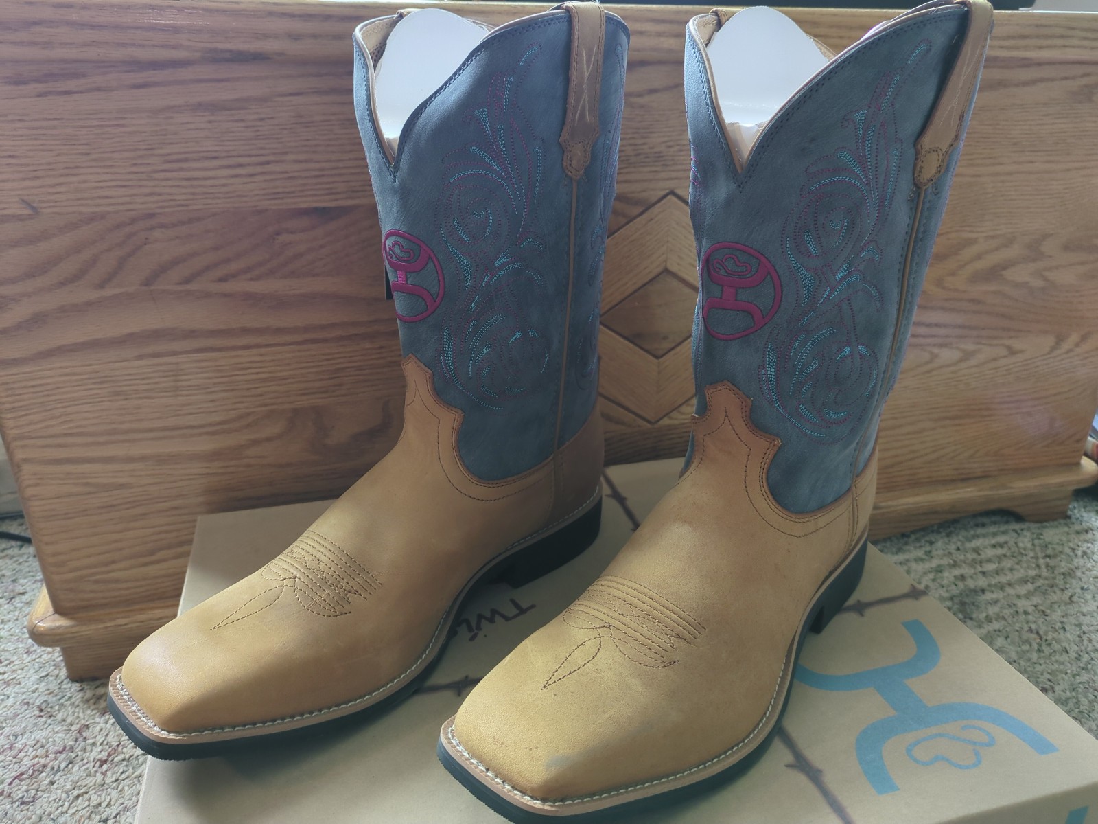 NEW Twisted X® Men’s Hooey Peanut And Teal Square Toe Boots MHY0034 Size 13 D