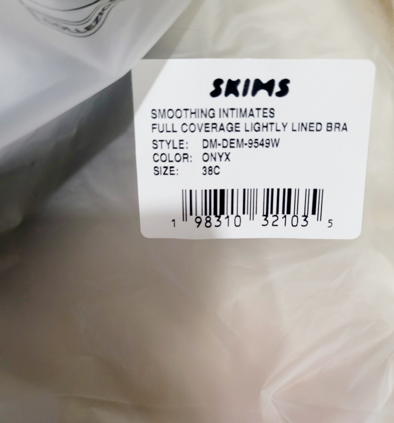 NWT Skims Smoothing Intimates Lightly Lined Black Onyx Bra 38C Full Coverage!