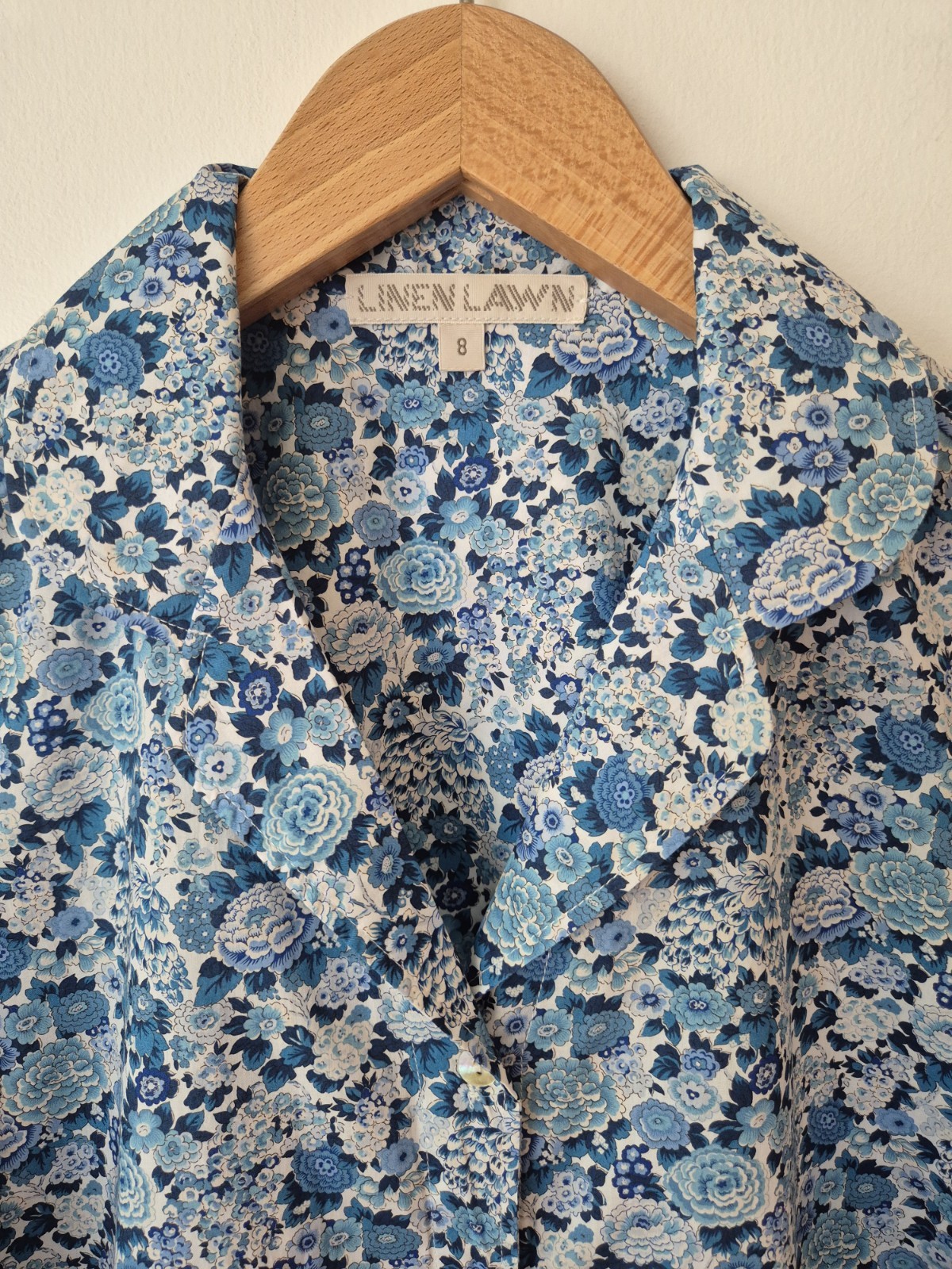 Liberty London Linen Lawn Floral Fabric 100% Tana Lawn Cotton Shirt Size 8