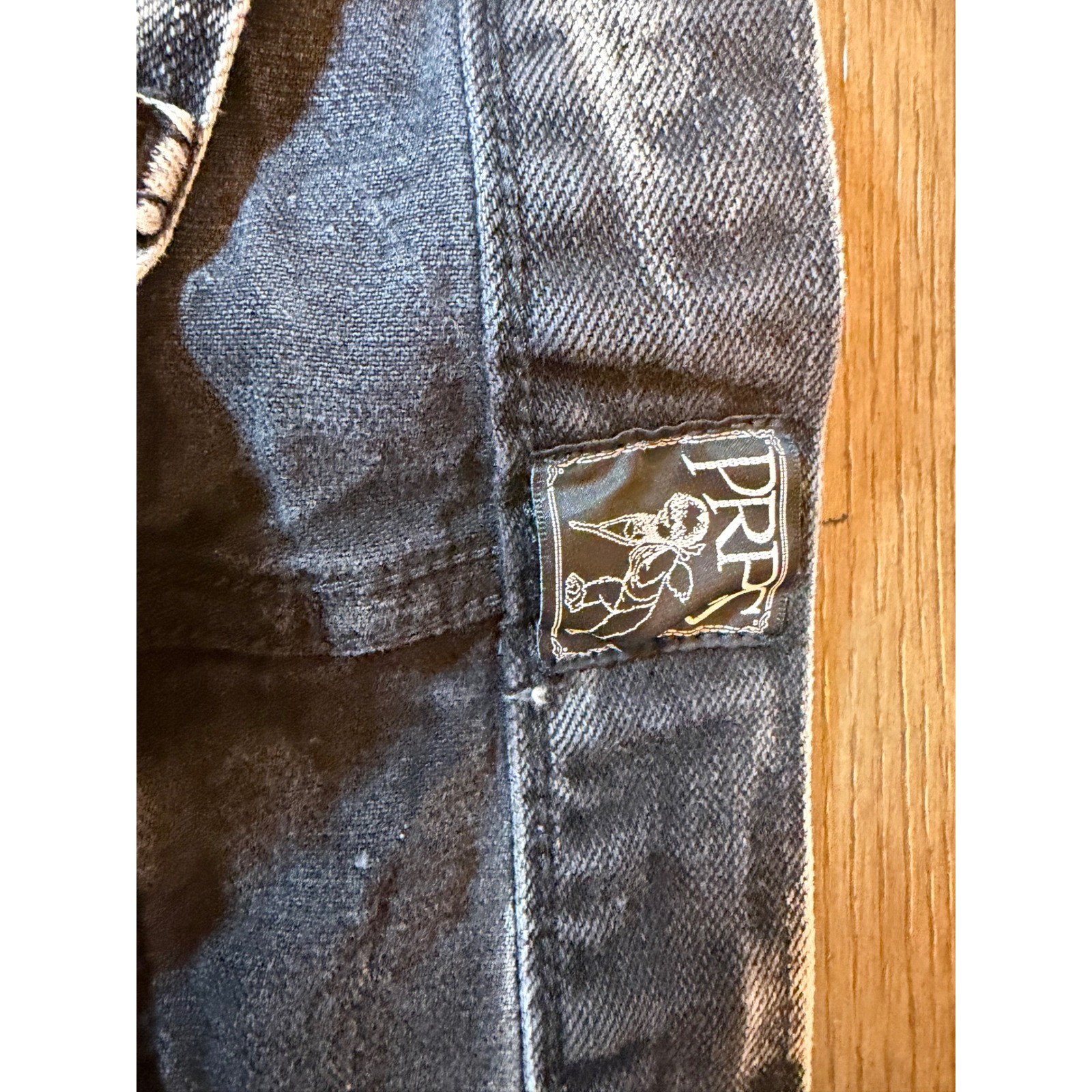 PRPS Goods & Co Mens 30 Acid Wash Black Moto Biker Denim Shorts Zipper Detail