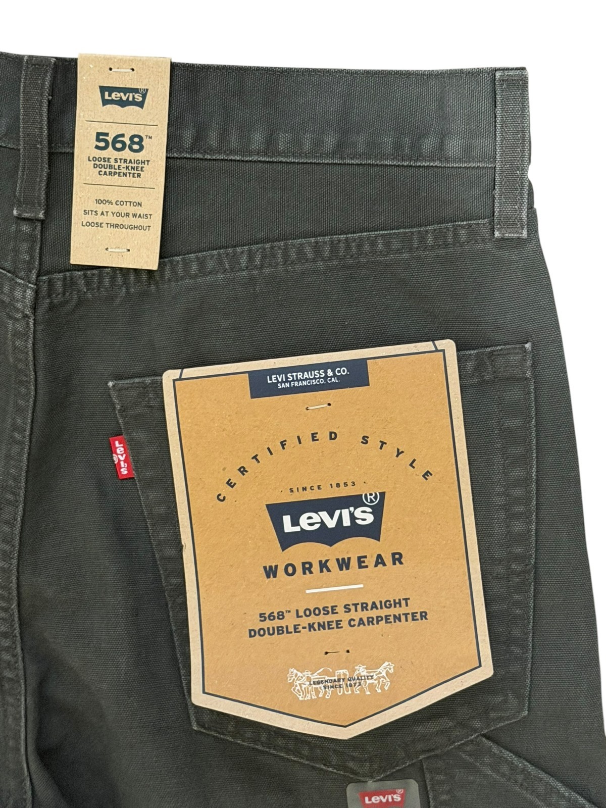 Levi’s 568 Workwear Loose Straight Carpenter Pants Men Green Cotton W31 x L32