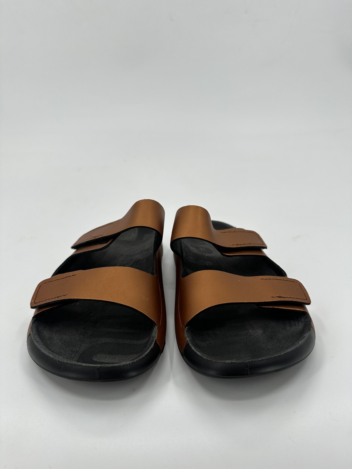 ECCO 2nd Cozmo Women’s Sz 10-10.5 Two Strap Fluidform Leather Sandals Bronze