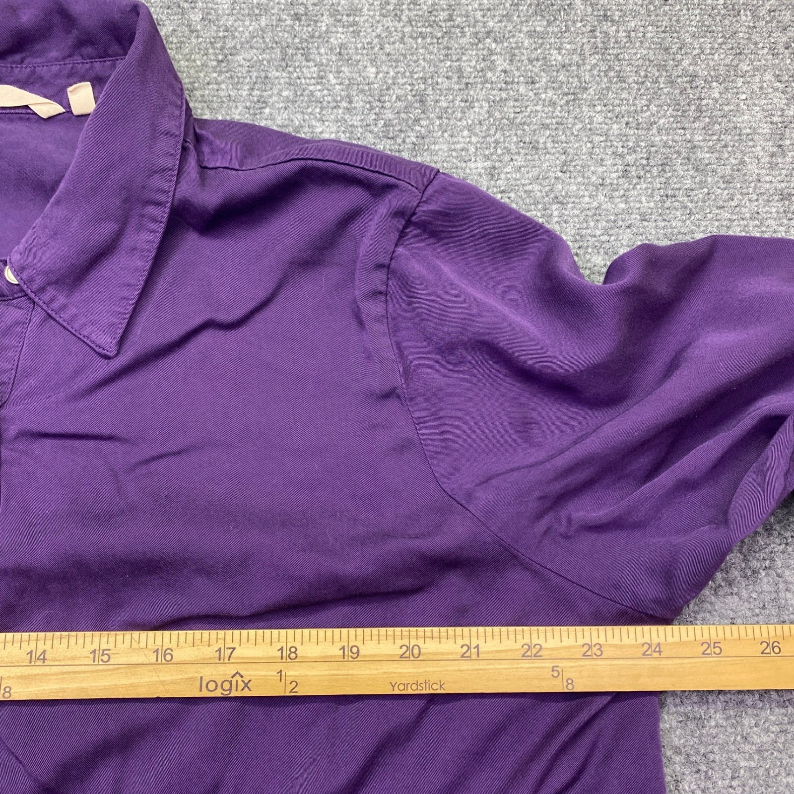 Soft Surroundings Purple Pintuck Waist Button Down Modal Shirt 1X 5AU26