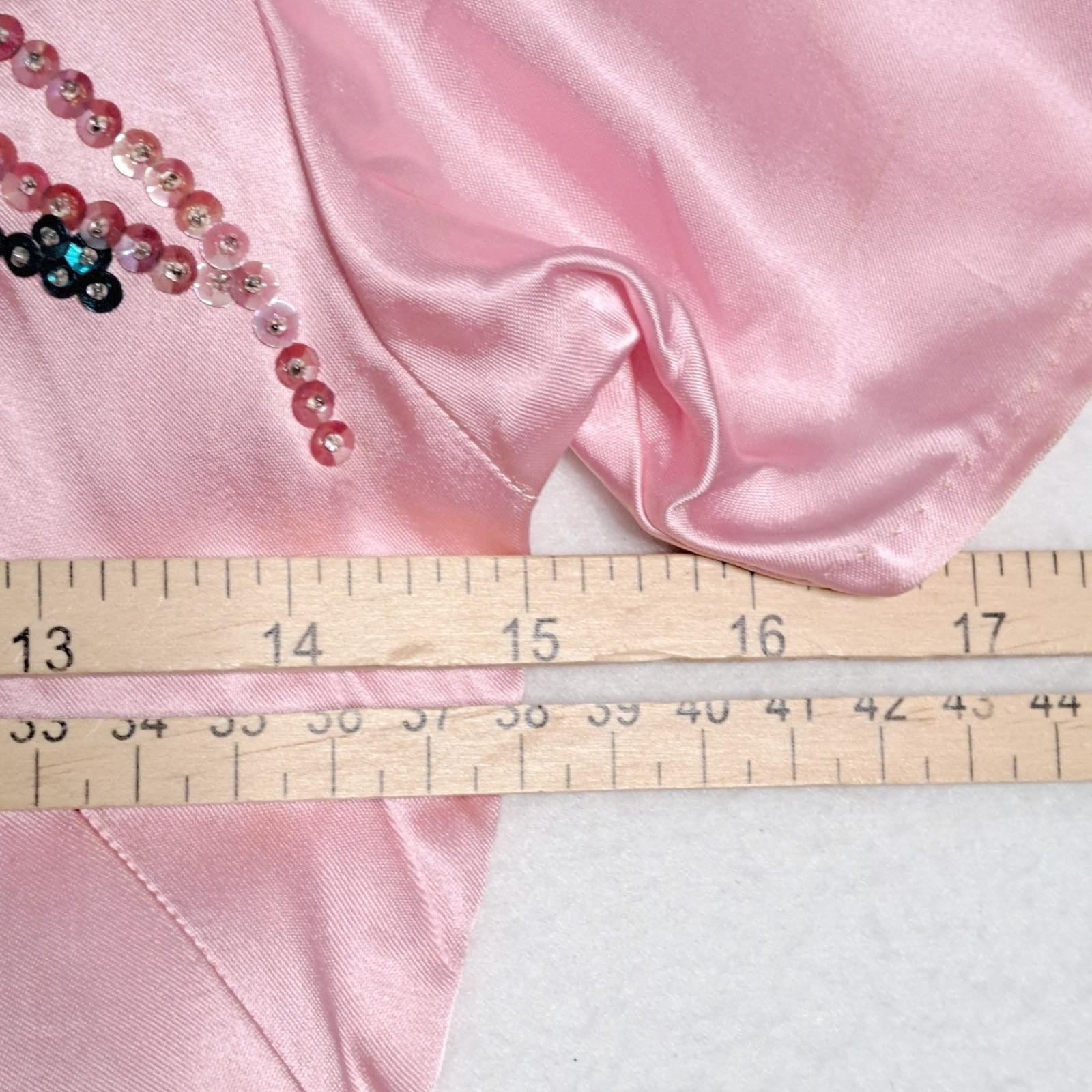 Vintage 50s 60s Pink Silk Satin Cheongsam Qipao Phoenix Sequin Beaded Dress S