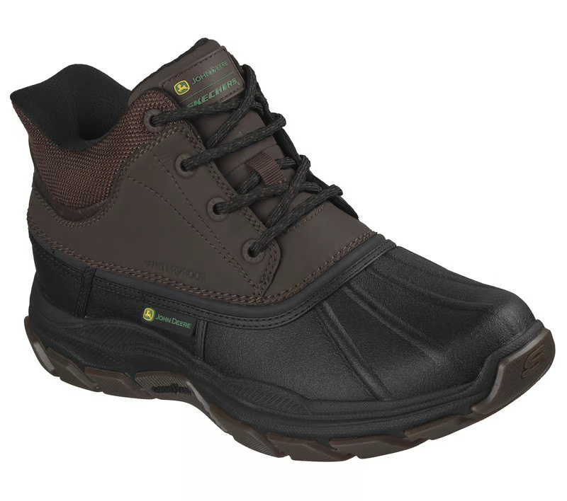 John Deere Skechers Boot Men SlipIns Black Memory Foam Waterproof Leather 256026