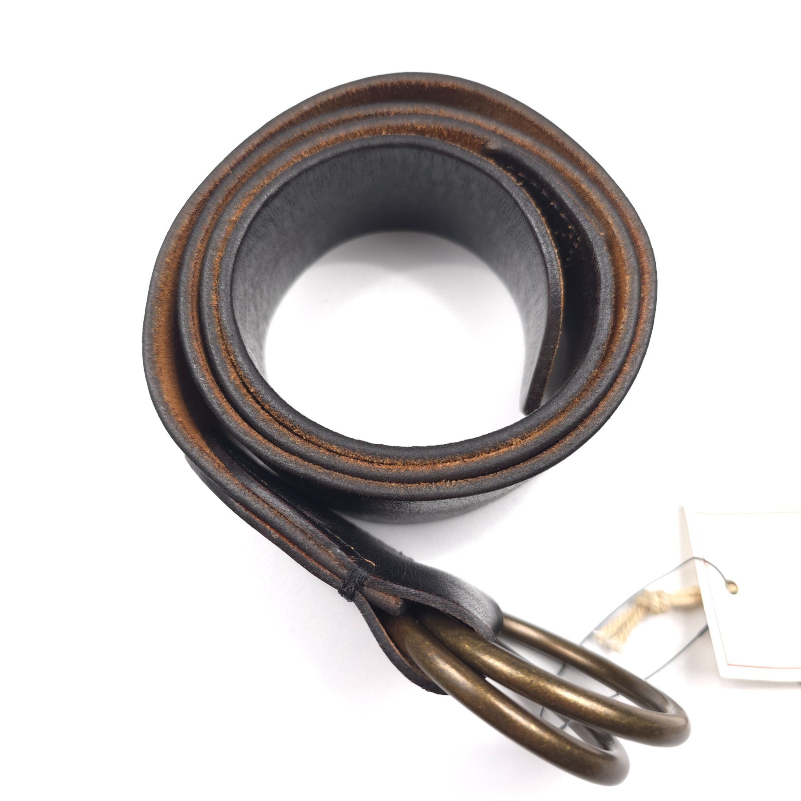 RRL Double RL Double O Ring Dark Brown Leather Belt Made in Italy Mens Size 32