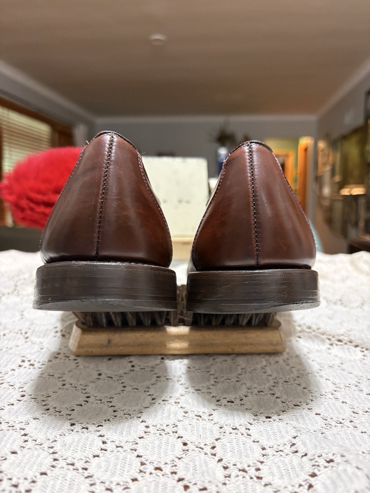 Allen Edmonds Burton 10d Brown Leather Oxfords Apron Toe 1132 USA