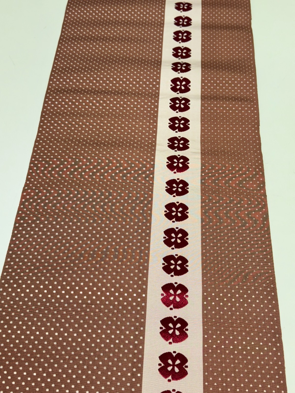 Japanese Vintage Kimono BOLT FABRIC cloth Silk brown Cut Sales 35.4×11.4in
