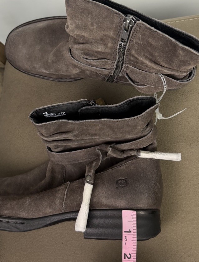 Born Kenya Ankle Boots Booties Shoes Size 11 Womens Taupe Suede Zip Up Tassels