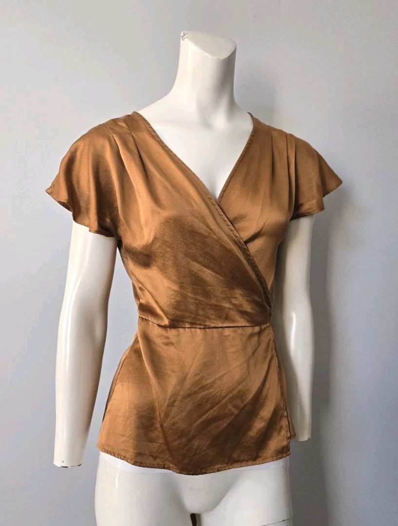 Lilysilk 100% Pure 22MM Mulberry Silk Top Wrap Tie Blouse Women’s Size S (#2)