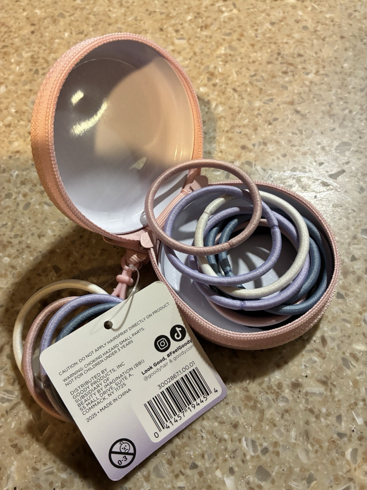 NEW MACKENZIE CHILDS X GOODY Round Elastic Tie Pouch Rosy Check