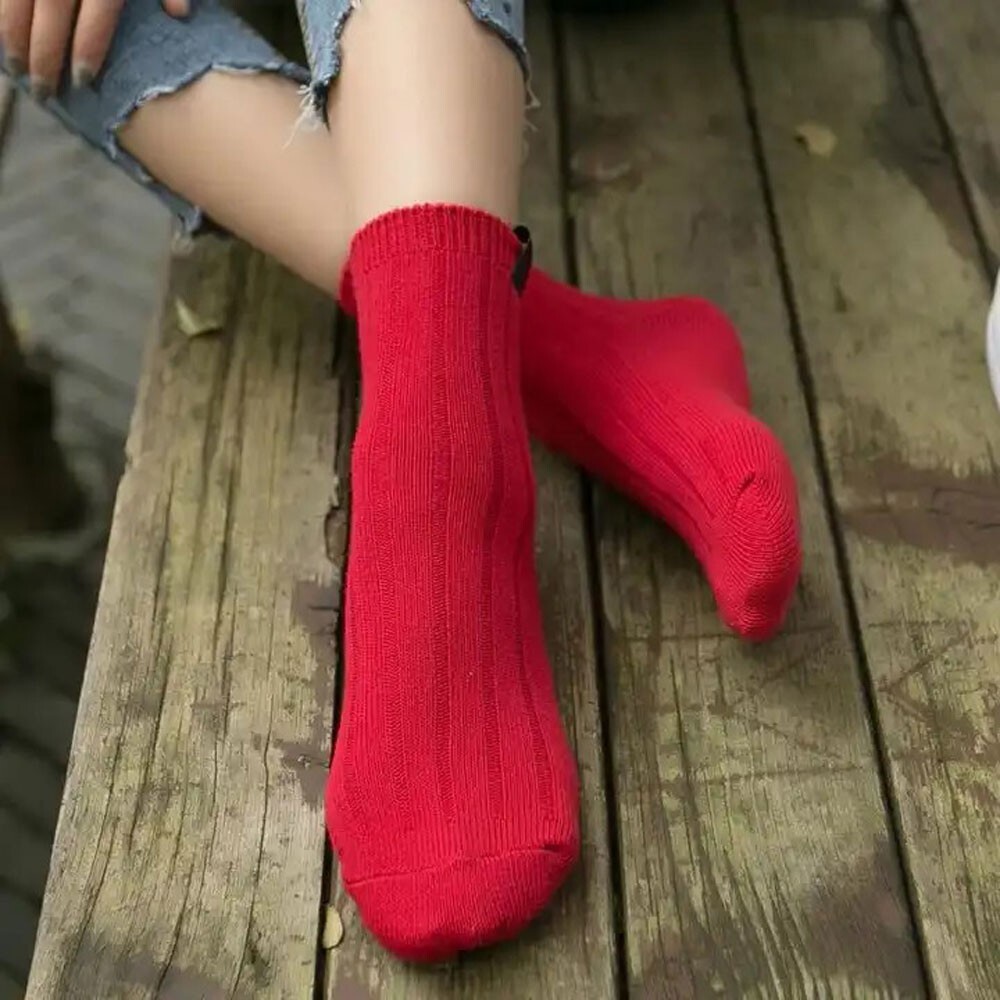 3 Pair Casual Crew Socks Cotton Bright Mix Random Solid Colors NEW